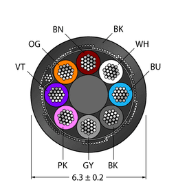 Thumbnail for CABLE8X0.25-SH-PUR-BK-100M/TXL